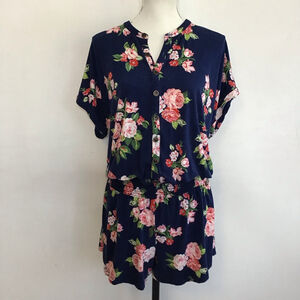 Matilda Jane Women Fun Navy Floral Romper M